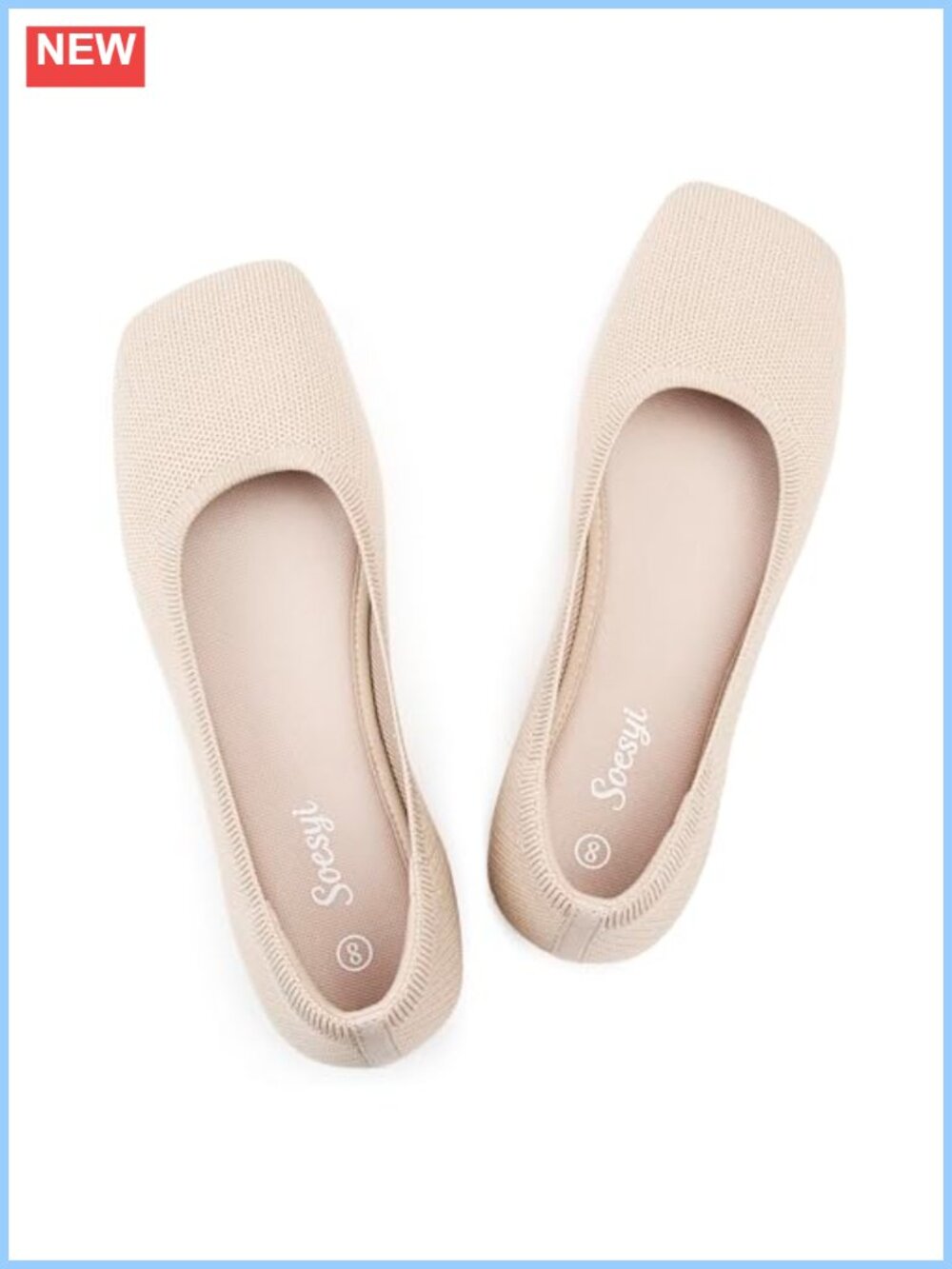 Wide Toe Box Mary Jane Flats Foldable Knit Ballet Shoes Slip-On Comfortable